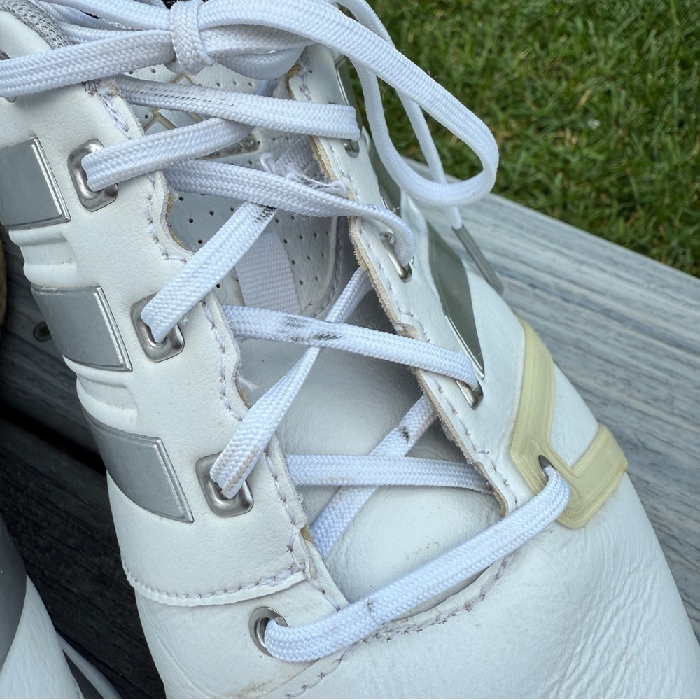 Adidas Adipower Boost Mens 10.5 White and Grey Golf Cleats - Picture 8 of 16